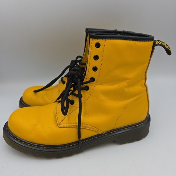 Dr. Martens Shoes - Dr Martens 1460Y Yellow Smooth Leather 8 Eyelet Combat Boots Youth size 5 Zip Up